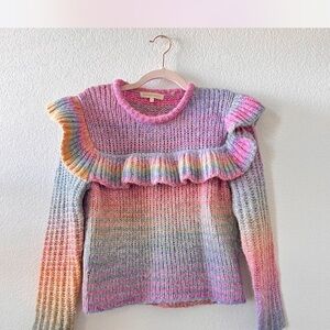 LoveShackFancy Multicolor Yumi Ruffled Sweater